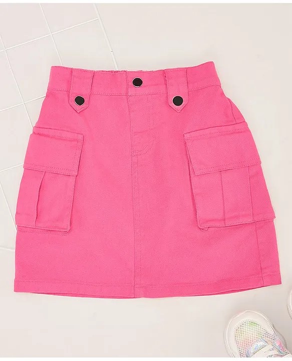 Pantaloons Junior Cotton Solid Skirt - Pink